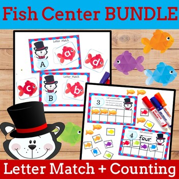 Dr. Seuss Themed Fish Letter Match and Number Counting for March, Read Across America Week