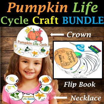 Life Cycle of a Pumpkin Craft Bundle, Lifecycle Crown Hat, Necklace, Flip book