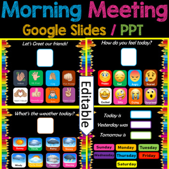 Morning Meeting Slides, Digital Calendar for PreK, Kindergarten & 1st