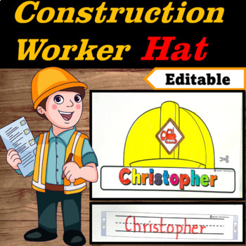 Construction Worker Hat Editable Name | Community Helpers Week Craft