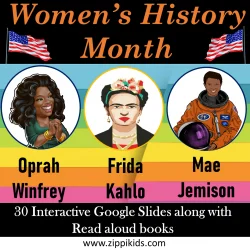 Women History Month - Oprah Winfrey, Frida Kahlo & Mae Jemison - 30 Google Slides