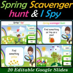 Spring Virtual Scavenger hunt, I spy Games| Fun Friday Party | Brain Breaks