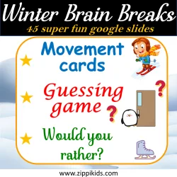 Winter Brain Breaks, Winter games, Fun Fridays - 45 Google Slides/PowerPoint