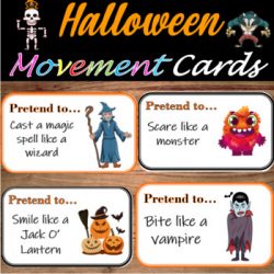 Halloween Activities - Movement Cards, Brain Breaks, Halloween game