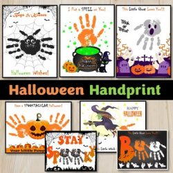 Halloween Handprint Keepsake Art, Halloween Greeting Card, Craft Activities