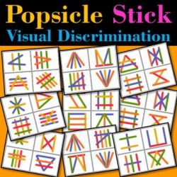 Popsicle Stick Visual Discrimination Cards, Visual Perception Skills