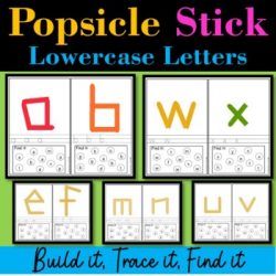 Popsicle Sticks Letters Activities, Lowercase Alphabet Centers -Build it, Trace it, Find it