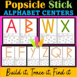 Popsicle Sticks Letters Activities, Uppercase Alphabet Centers -Build it, Trace it, Find it