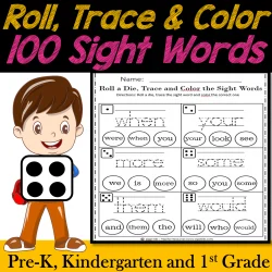 Sight Words Practice! 108 Pre-Primer and Primer Sight Words | Roll a Die &Trace