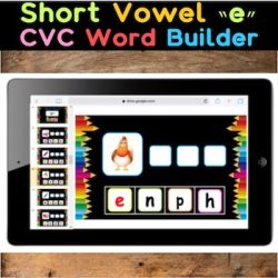 Free Short Vowel "e" CVC Word Builder - 10 Google Slides