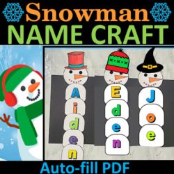 Snowman Name Craft, Winter Snowman Sight word Activities