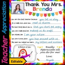 Teacher Appreciation Week Editable Template, Staff appreciation week #2