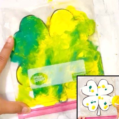 Shamrock in a bag process art