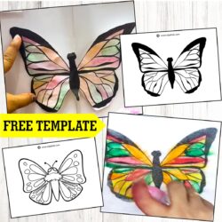 Watercolor Butterfly Spring craft FREE TEMPLATE