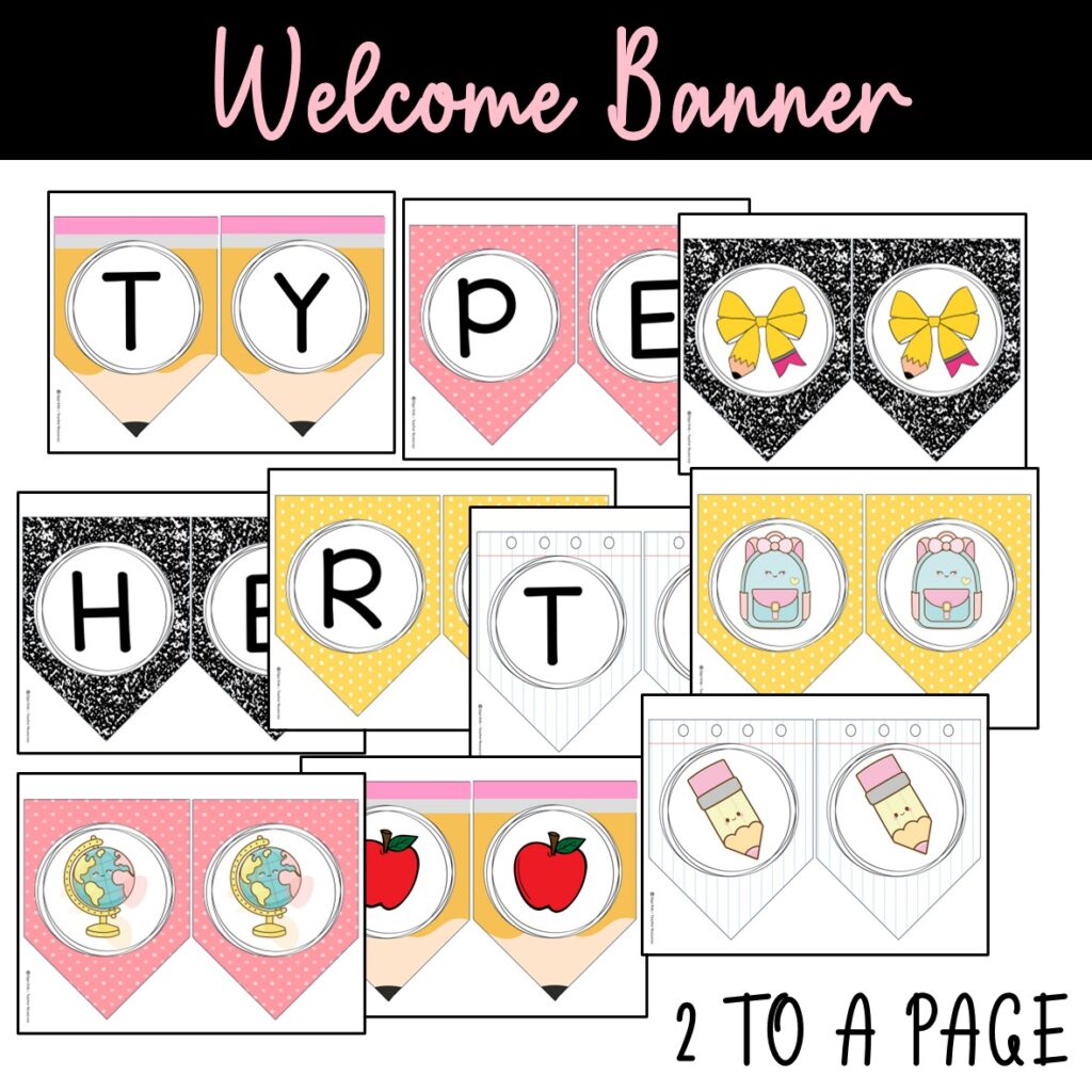 Editable Pencil Welcome BANNER BUNTING, Bulletin Board Letters, Back to ...