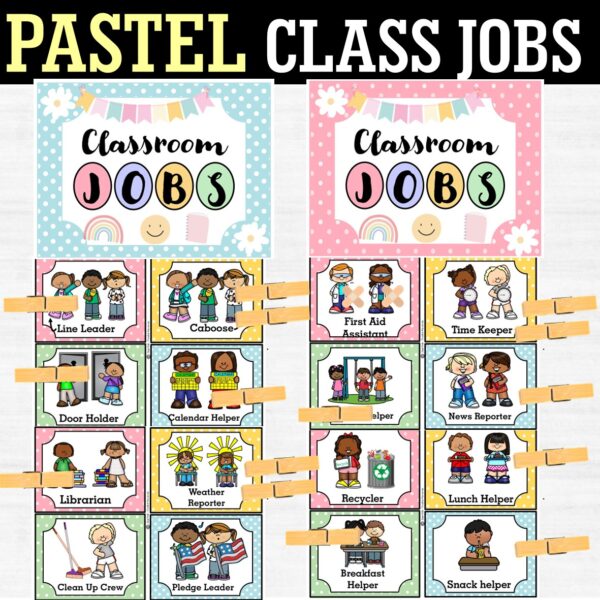 Pastel Classroom Jobs Chart | Calm Muted Rainbow Classroom Decor ...