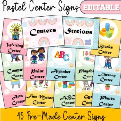 Pastel Editable Station Center Signs | Calm Pastel Classroom DecorPastel Editable Station Center Signs