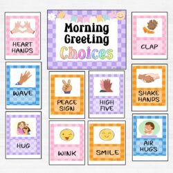 Pastel theme Morning Greeting Choices - Classroom Greeting Posters
