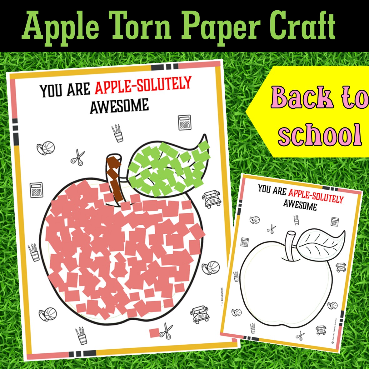 Back to School Torn Paper Craft - Zippi Kids