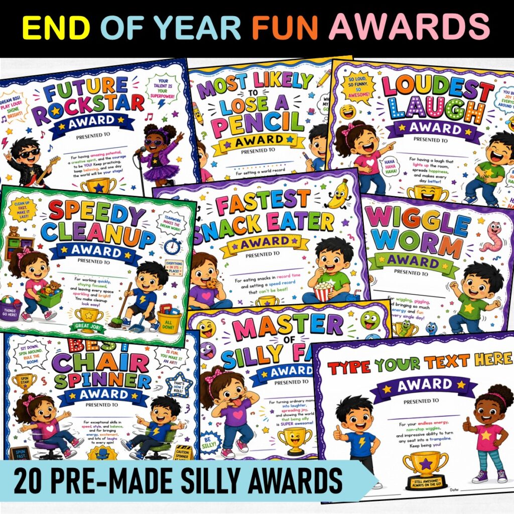 End of Year Silly Awards Certificates - Zippi Kids